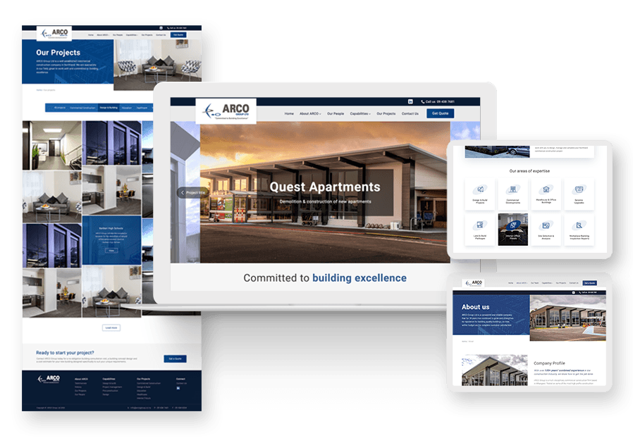 Virtex School created the website for construction company ARCO to present their services